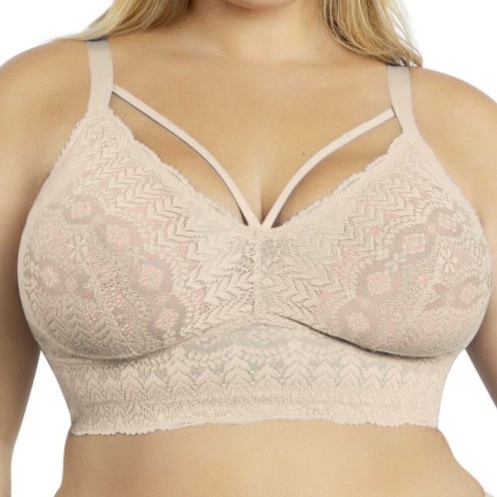 PARFAIT Mia Lace wireless longline bralette US 34H UK 34FF nude color